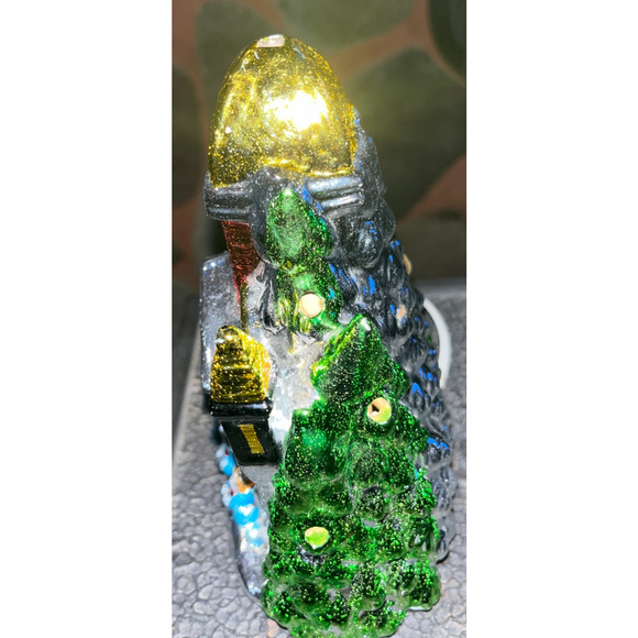 Vintage Small Light-Up Ceramic Christmas Church Choir Metallic Shiny Brite - Picture 7 of 16